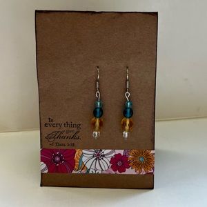 Pair of beaded hook earrings.